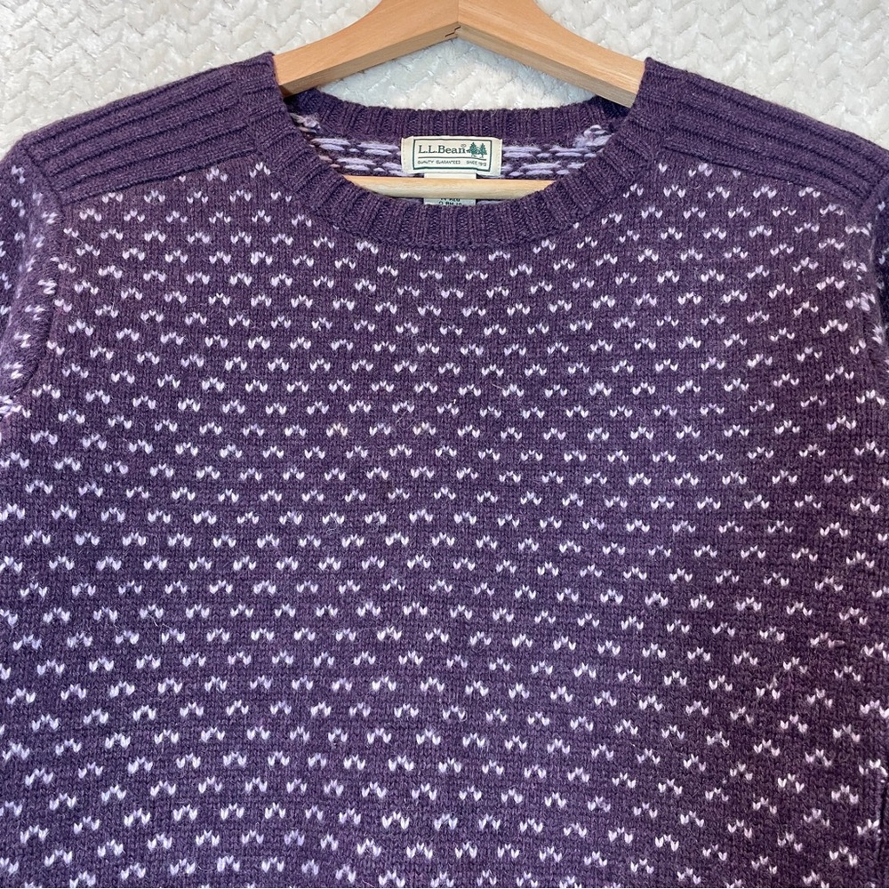 L.L. Bean women's purple classic lambswool birdseye knit sweater size M - Picture 5 of 11